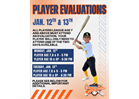 PLAYER EVALUATIONS JAN 12 & JAN 13